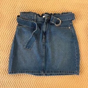 H&M mini pencil denim skirt with belt and elastic waist